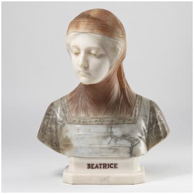 Giuseppe Bessi (1857-1922), Beatrice, sculpture en marbre et albâtres, XIXe 3