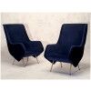 Paire De Fauteuils Italiens – Aldo Morbelli Pour Isa Bergamo – Bleu Nuit – Ca 1950 13