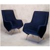 Paire De Fauteuils Italiens – Aldo Morbelli Pour Isa Bergamo – Bleu Nuit – Ca 1950 14