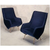 Paire De Fauteuils Italiens – Aldo Morbelli Pour Isa Bergamo – Bleu Nuit – Ca 1950 15