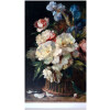 Huile sur toile bouquet de fleurs avec cadre en bois doré.. 1ère moitié XIXème siècle. 9