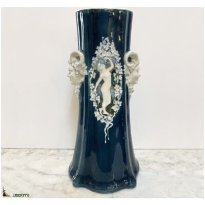 Grand vase porcelaine d’Alfortville, haut. 39.5 cm (XIXe)