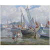 BARNOIN Henri tableau 20ème siècle Bretagne port de Concarneau Peinture huile sur toile signée 14