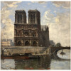 FRANK BOGGS Ecole Américaine Paris Notre Dame et La Seine Huile sur toile signée 20