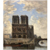 FRANK BOGGS Ecole Américaine Paris Notre Dame et La Seine Huile sur toile signée 17