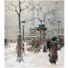 GALIEN LALOUE Eugène tableau début 20ème siècle Vue de Paris Animation Place de la Bastille Gouache signée 20