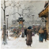 GALIEN LALOUE Eugène tableau début 20ème siècle Vue de Paris Animation Place de la Bastille Gouache signée 18