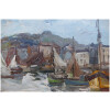 HERBO Fernand Peinture Française XXème siècle Vue de Normandie Honfleur et son port Huile sur toile signée 21