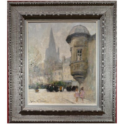 HERVE Jules René Peinture 20è siècle L’échauguette Huile sur toile signée 3