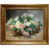 JEANNIN Georges Peinture Française 19è siècle Panier de roses Huile sur toile signée 17