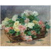 JEANNIN Georges Peinture Française 19è siècle Panier de roses Huile sur toile signée 22