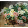 JEANNIN Georges Peinture Française 19è siècle Panier de roses Huile sur toile signée 27