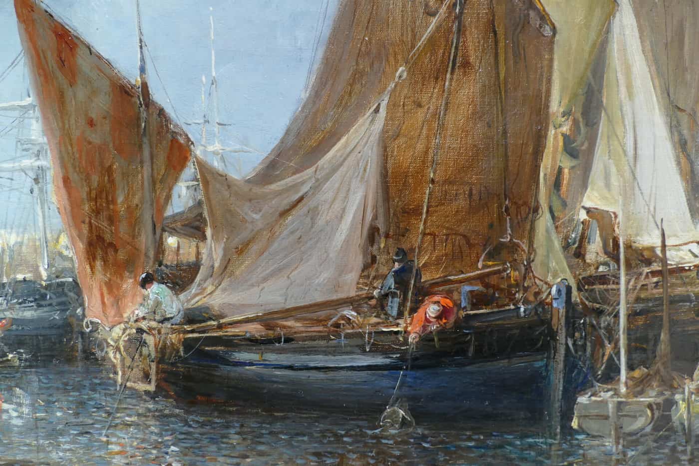 NOEL Jules Tableau Français Ancien 19è Port En Normandie Huile Sur