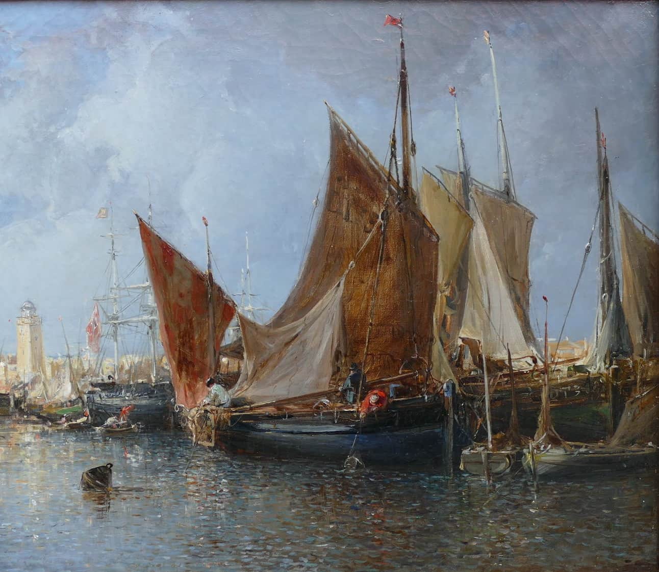 NOEL Jules Tableau Français Ancien 19è Port En Normandie Huile Sur