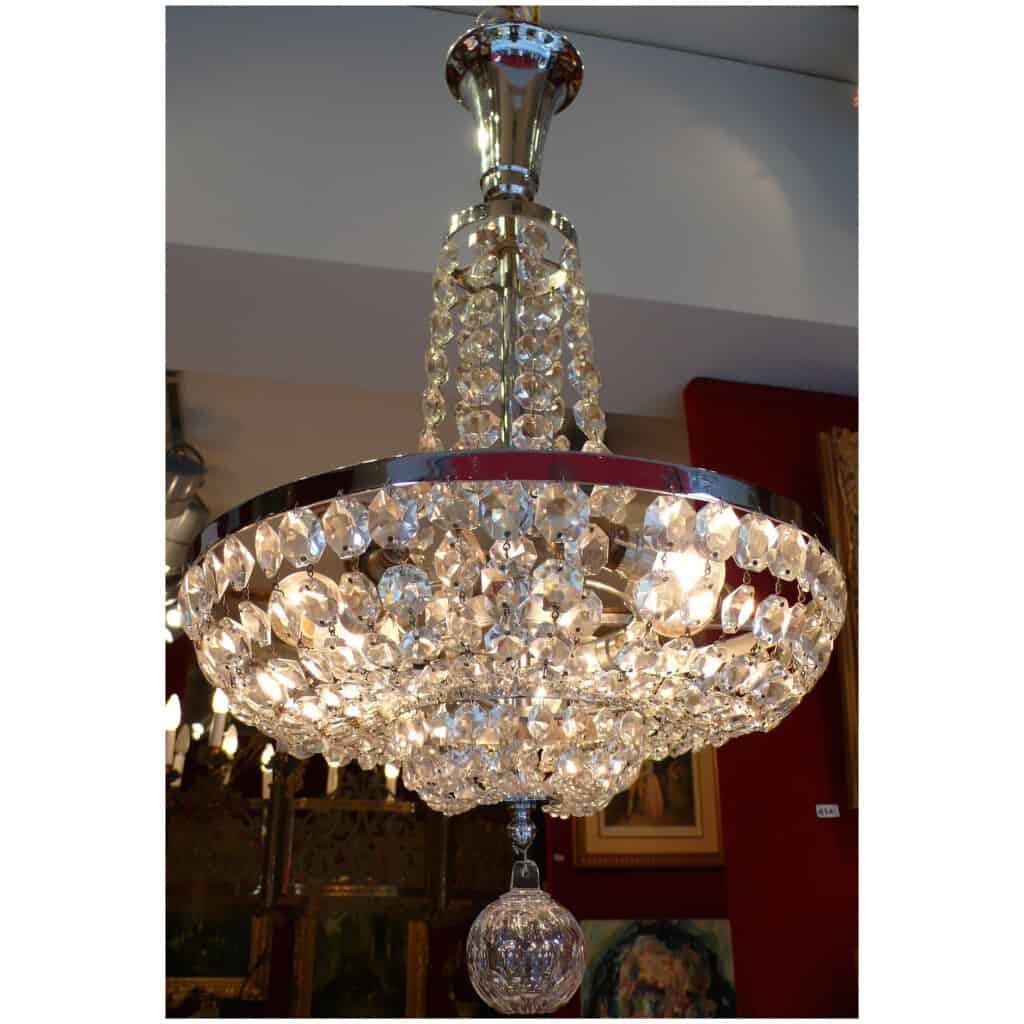 Lustre fontaine XXème siècle époque Art Déco Suspension cristal Baccarat 8