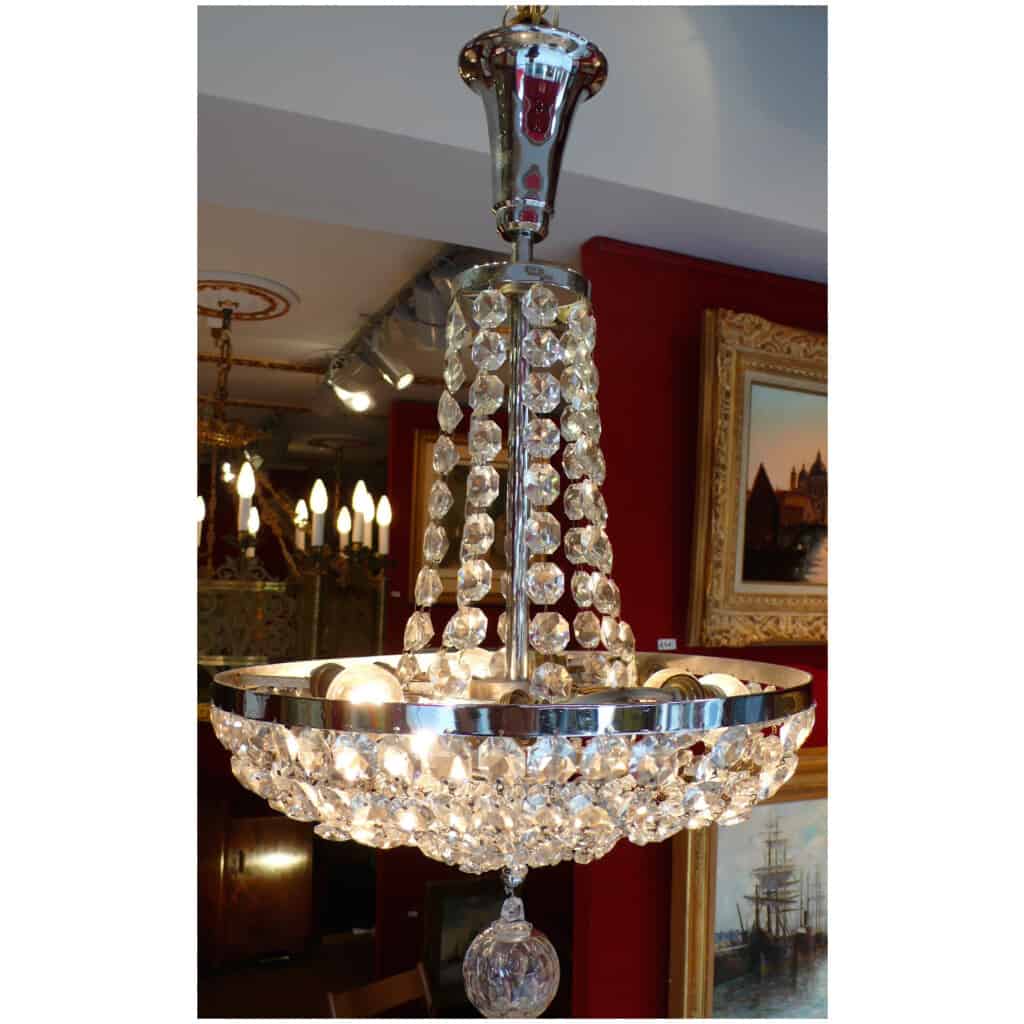 Lustre fontaine XXème siècle époque Art Déco Suspension cristal Baccarat 7