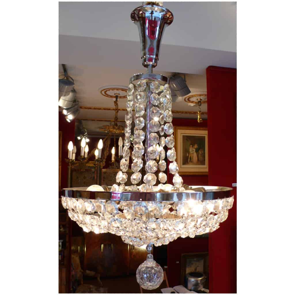 Lustre fontaine XXème siècle époque Art Déco Suspension cristal Baccarat 3