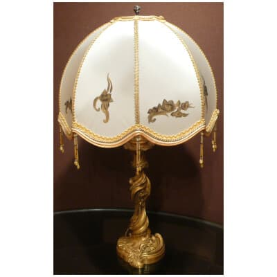 Luminaire Pied de lampe ancien en bronze doré fin XIXème siècle signé Gagneau 3