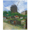 Elisée MACLET Tableau Français 20ème siècle Paris Montmartre Moulin de La Galette Le maquis Huile Signée 15