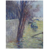 LUCE Maximilien Peinture postimpressionniste début 20è siècle Paris, les inondations près du Pont Neuf vers 1910 Huile sur toile marouflée sur carton 26