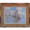 MORCHAIN Paul Peinture 20è Bateaux de pêche sortant du port de La Rochelle Huile signée 10