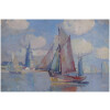 MORCHAIN Paul Peinture 20è Bateaux de pêche sortant du port de La Rochelle Huile signée 12