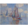 MORCHAIN Paul Peinture 20è Bateaux de pêche sortant du port de La Rochelle Huile signée 16