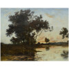 Richet Léon Tableau XIXè école Barbizon Peinture Paysage Française XIXè Huile Sur Toile Signée 17