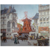 Leon ZEYTLINE Ecole Russe 20è siècle Vue de Paris Le moulin rouge Huile sur toile signée 21