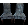 Paire de chaises à dossier crosse en velours rayé bleu 10