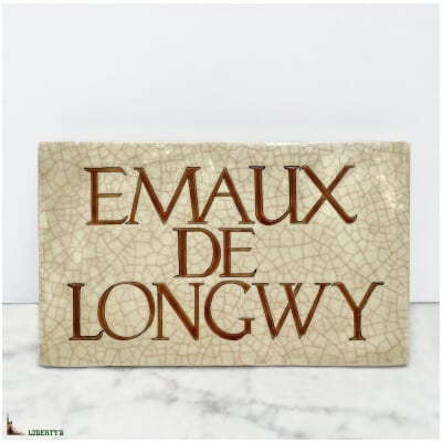 Plaque de boutique Emaux de Longwy, larg. 20.5 cm, (1970-1980)