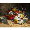 Henri Cauchois (1850 – 1911) : Bouquet d’oeillets sur un entablement. 9