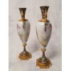 Paire De Vases Signés Sylvi – Porcelaine De Sèvres & Bronze Doré – 19ème 20