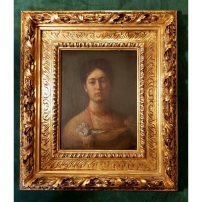 Huile Sur Toile – Simeon Buchbinder – Portrait Jeune Femme – 1851-1908