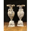 Grande Paire De Vases En Albâtre Italie Fin XIXème H : 72 Cm 19