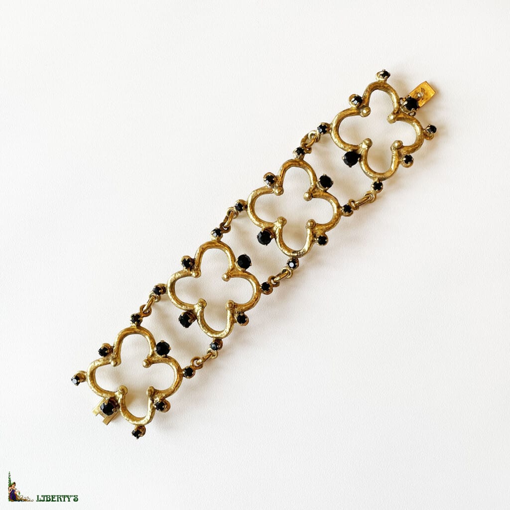 Bracelet bronze doré avec strass de J.Sabbagh, larg. 18 cm (1950-1960) 3