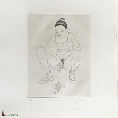 Carton à dessins avec 20 gravures érotiques en taille douce sur Velin demi-raisin (32.5 cm x 50 cm) numérotées 15/20 et signées par Chantal Gomez d’après Andrei, (1980-1990)