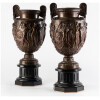 Ferdinand Barbedienne (1810-1892), Paire de cassolettes en bronze sur socle en marbre noir, XIXe 16