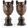 Ferdinand Barbedienne (1810-1892), Paire de cassolettes en bronze sur socle en marbre noir, XIXe 19