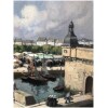 BARNOIN Henri tableau 20ème siècle “Concarneau (Bretagne) Le marché” Peinture huile sur toile signée 19