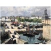 BARNOIN Henri tableau 20ème siècle “Concarneau (Bretagne) Le marché” Peinture huile sur toile signée 28