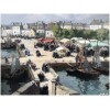 BARNOIN Henri tableau 20ème siècle “Concarneau (Bretagne) Le marché” Peinture huile sur toile signée 23