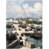 BARNOIN Henri tableau 20ème siècle “Concarneau (Bretagne) Le marché” Peinture huile sur toile signée 21