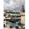 BARNOIN Henri tableau 20ème siècle “Concarneau (Bretagne) Le marché” Peinture huile sur toile signée 20