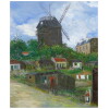 Elisée MACLET Tableau Français 20ème siècle Paris Montmartre Moulin de La Galette Le maquis Huile Signée 21