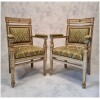 Paire de fauteuils d’époque Empire – Bois sculpté, mouluré et patiné – 19ème 14