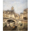 LEPINE Stanislas Paris, Le pont Louis Philippe en 1878 Huile sur toile signée catalogue raisonné N°54 24