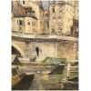 LEPINE Stanislas Paris, Le pont Louis Philippe en 1878 Huile sur toile signée catalogue raisonné N°54 22