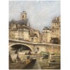 LEPINE Stanislas Paris, Le pont Louis Philippe en 1878 Huile sur toile signée catalogue raisonné N°54 20