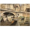 LEPINE Stanislas Paris, Le pont Louis Philippe en 1878 Huile sur toile signée catalogue raisonné N°54 19